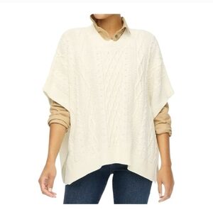 J. Crew Factory Cable-Knit Poncho Sweater One Size Ivory White NEW BW669